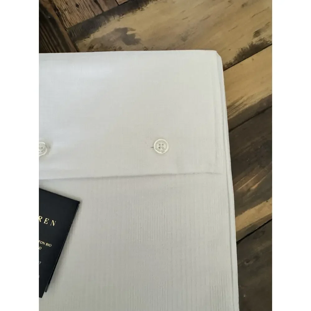 NWT Ralph Lauren Home Organic Cotton Lovan King Fitted Flat Sheet Studio White